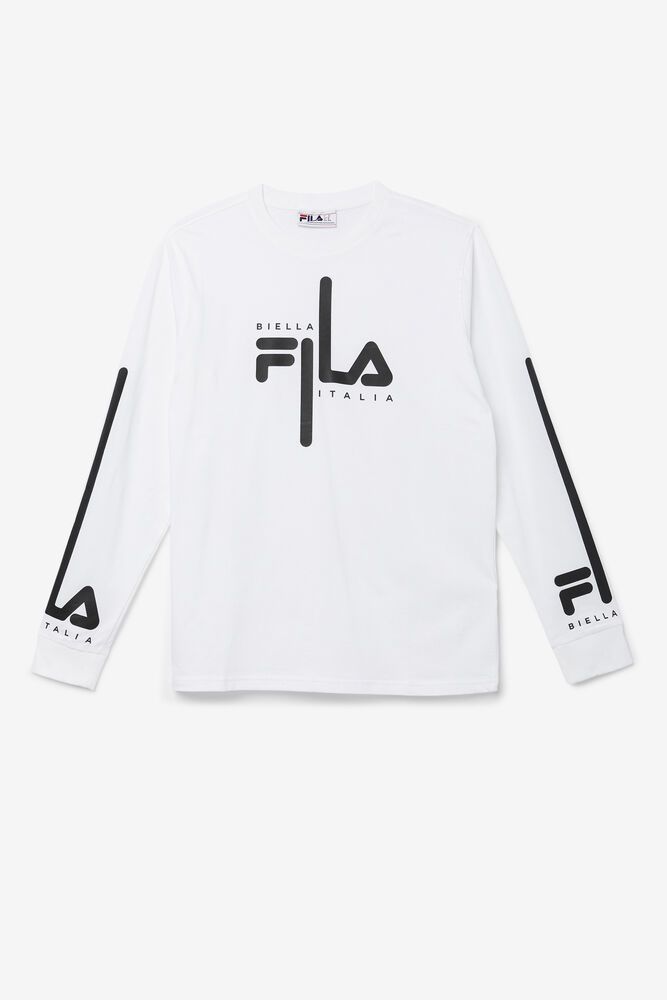 Fila T Skjorte Herre Hvite Martino Lenge Sleeve 074153-WFP